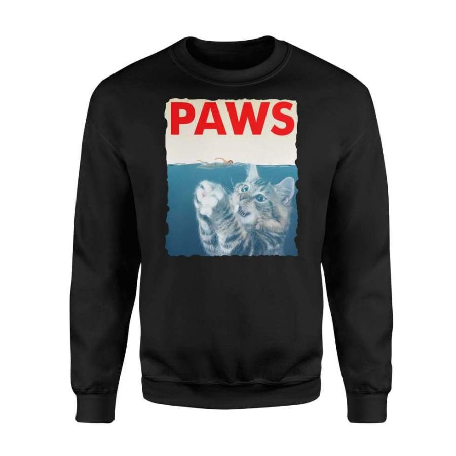 Paws Shirt Funny Cat Parody Shark Kitten – Standard Fleece Sweatshirt