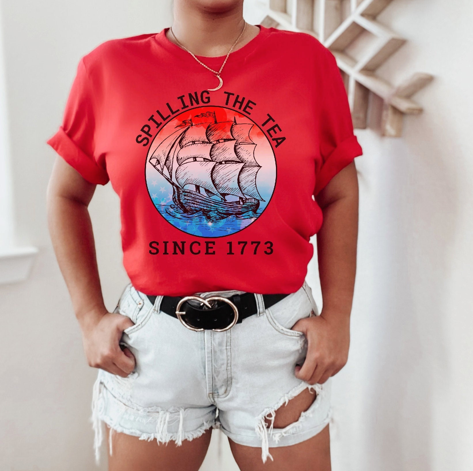 Spilling the Tea since 1773 Shirt – America Tee – USA Shirt – Red White & Blue Shirt – Distressed Design Shirt – Independence Day Shirt