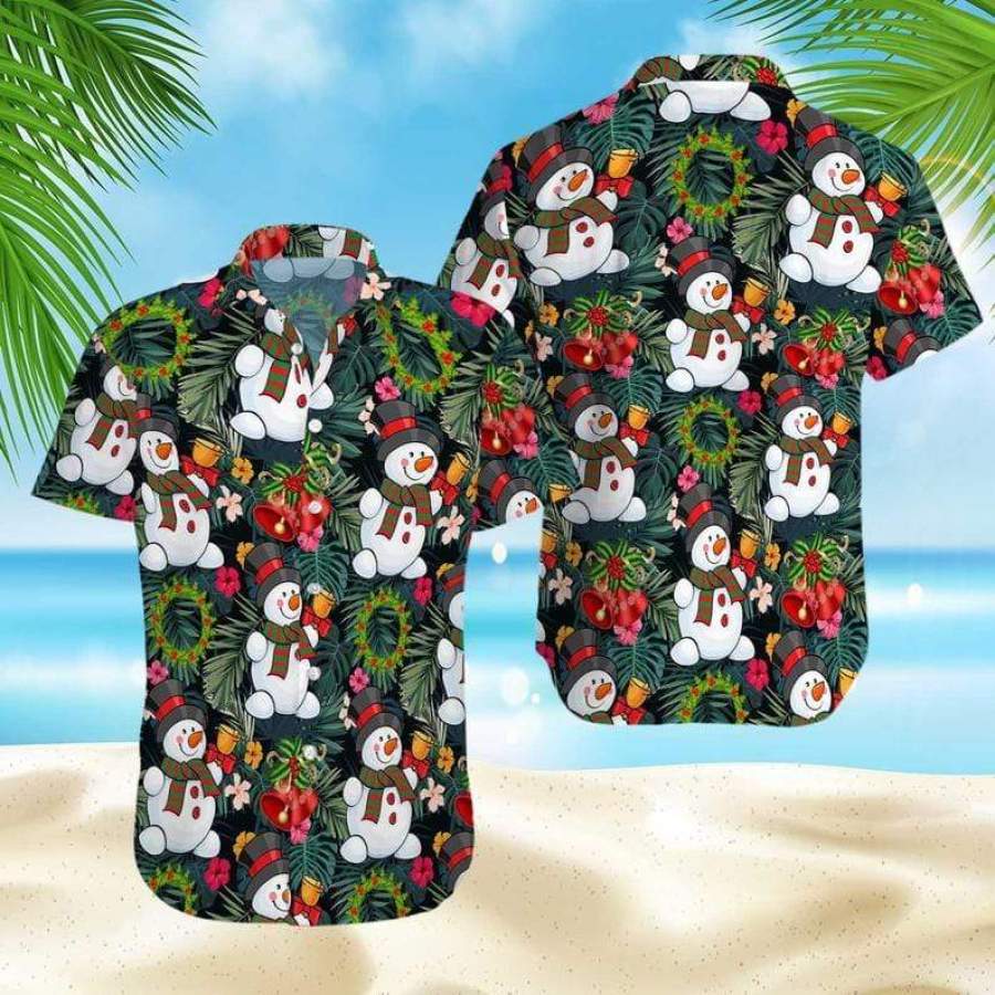 Funny Snowman Christmas Ding Dong Hawaii Aloha Shirts Ha89296