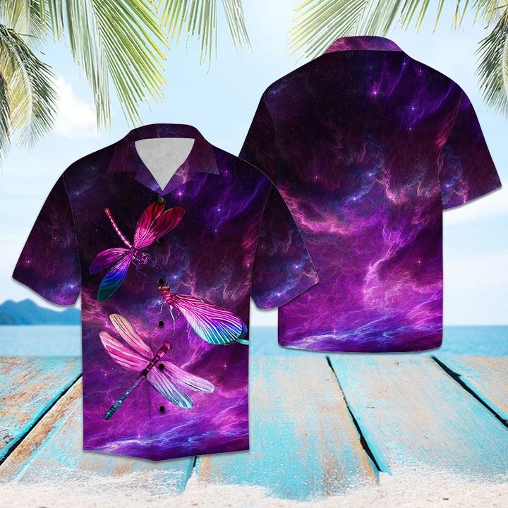 Dragonfly Purple Light Hawaii Shirt Summer Button Up For Couple Ha84981