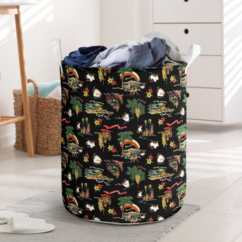 Hawaii Island Themed Print Laundry Basket Ha14511