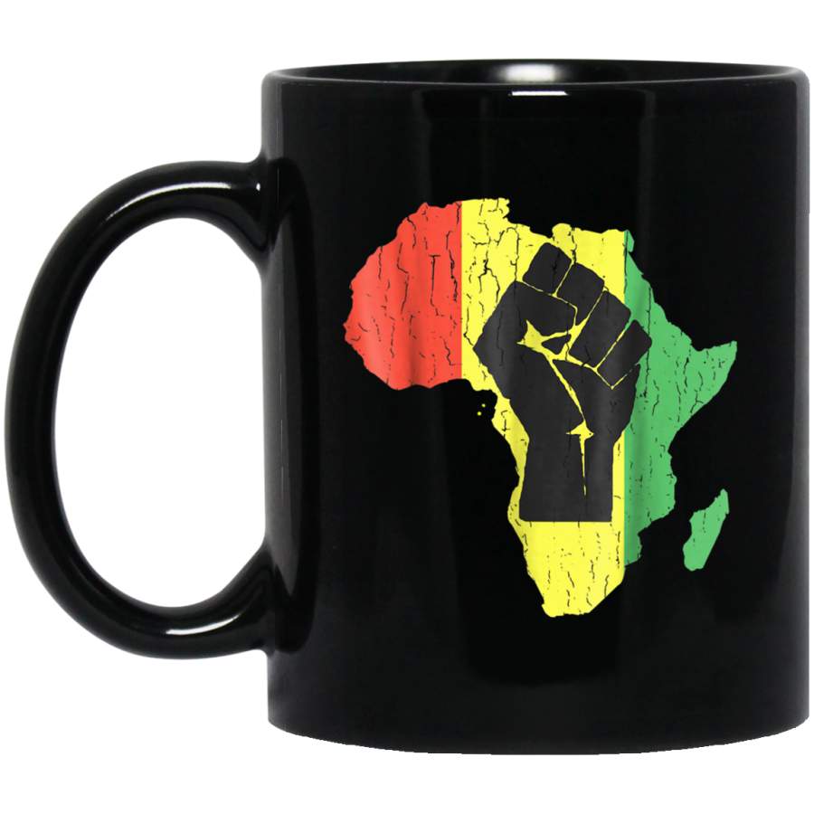 Vintage Black Power African Continent Black Mugs