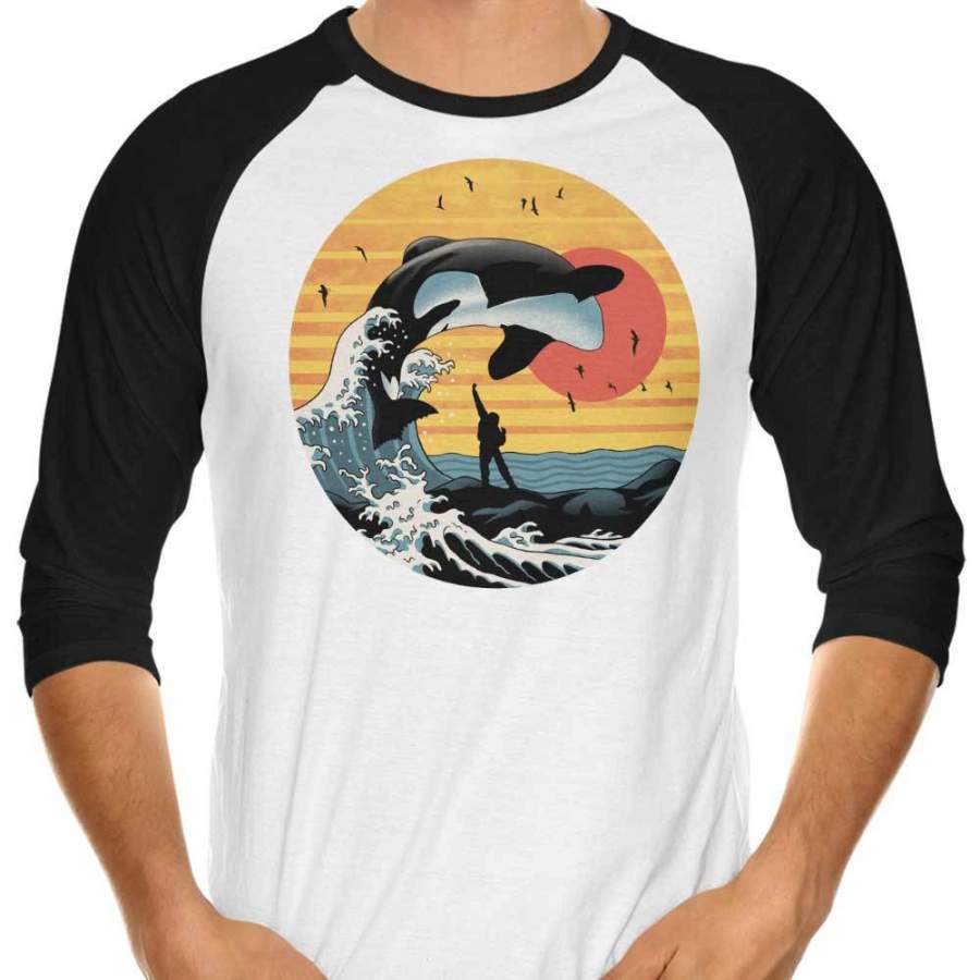 The Great Whale Off Kanagawa – 3/4 Sleeve Raglan T-Shirt