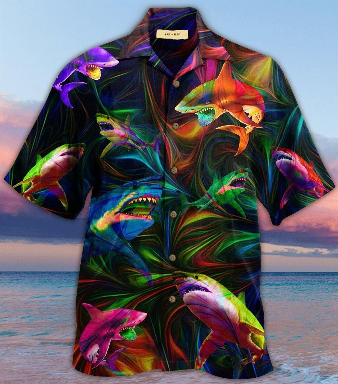 Shark Fantasy Aloha Hawaiian Shirt Colorful Short Sleeve Summer Beach Casual Shirt For Men And Women