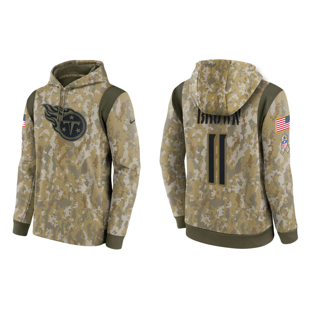 A.J. Brown Tennessee Titans Camo 2021 Salute To Service Veterans Day Therma Pullover Hoodie