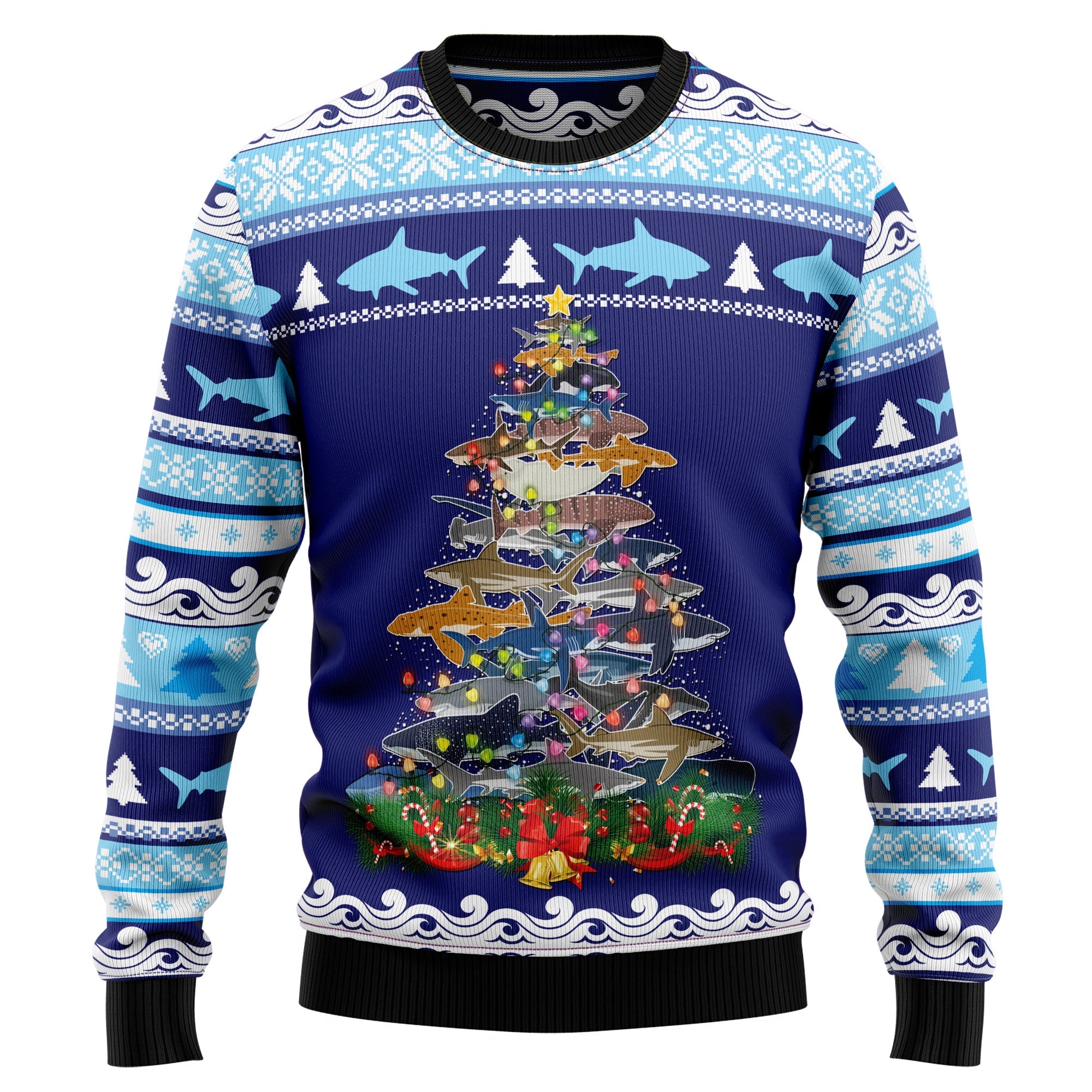 Shark Christmas Tree Sweater Christmas Unisex – Ugly Christmas Sweater – Unisex Sweater Xmas Outfit