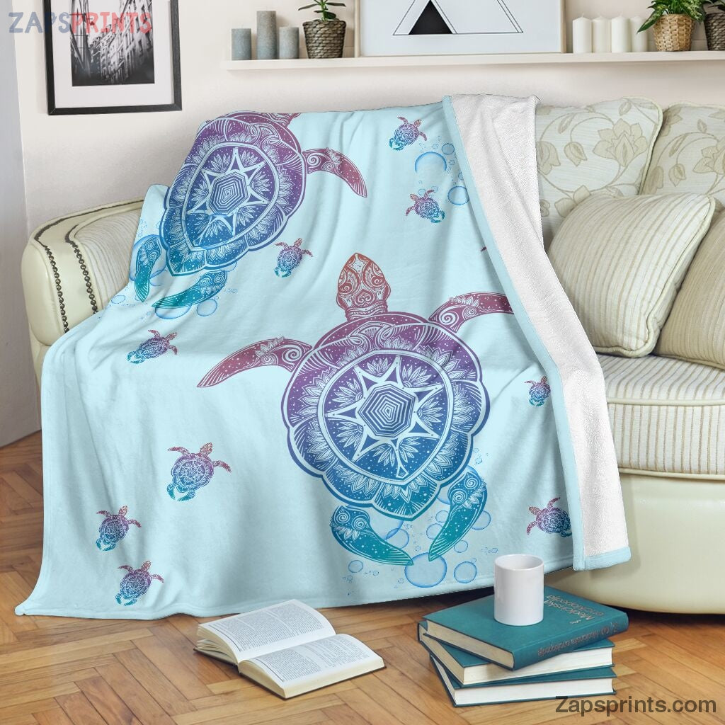 Pastel Blue Ocean Turtle Blanket – Cool Gift Ideas