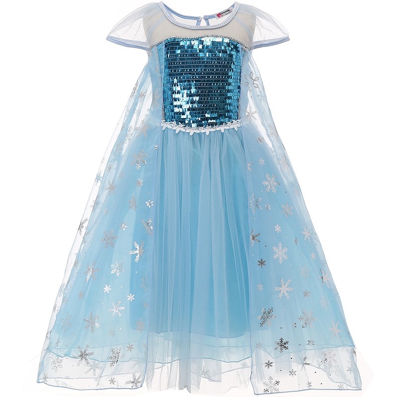 Snow Queen Elsa Princess Dress Blue Cosplay Outfit For Girls Children Lace Robe Toddler Ball Gown Tutu Dreeses Carnival Anna alx