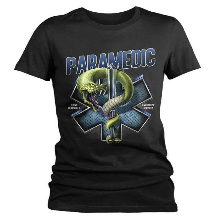 Women’s Paramedic T-Shirt Star Life Snake Tee Gift Idea EMT Shirts