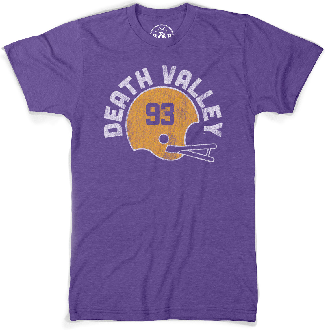 B&B Dry Goods LSU Tigers Death Valley Helmet Arch Tri-Blend T-Shirt – Purple