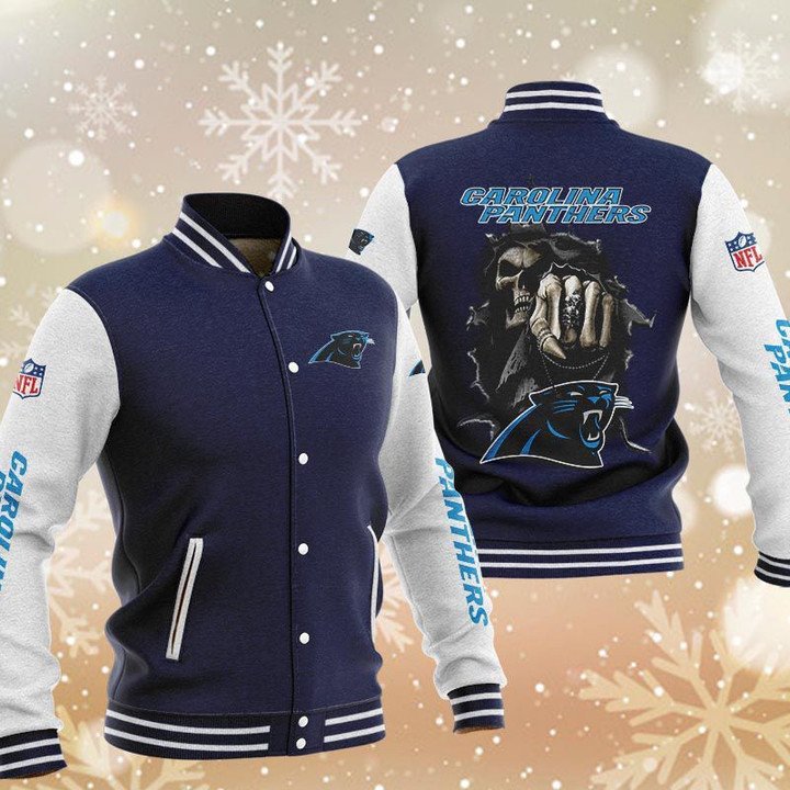 Carolina Panthers Navy Skull Baseball Jacket