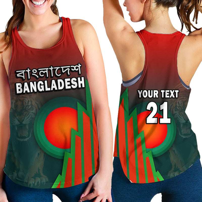 (Custom Personalised) Bangladesh Bangla Tigers Cricket Women Racerback Tank Tigers And Bangladesh Flag Lt9