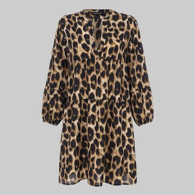 Long Sleeve Elegant Sevy Leopard Print Blouse