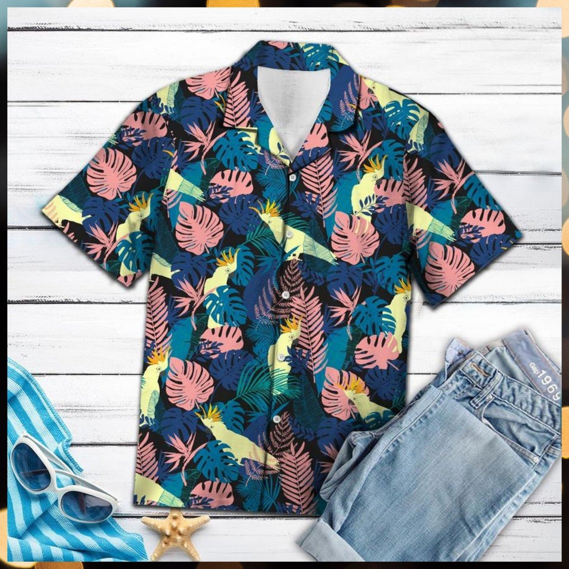 Parrot Palm Leaves Hawaii Shirt Made In Summer Beach Shirts Ha72638