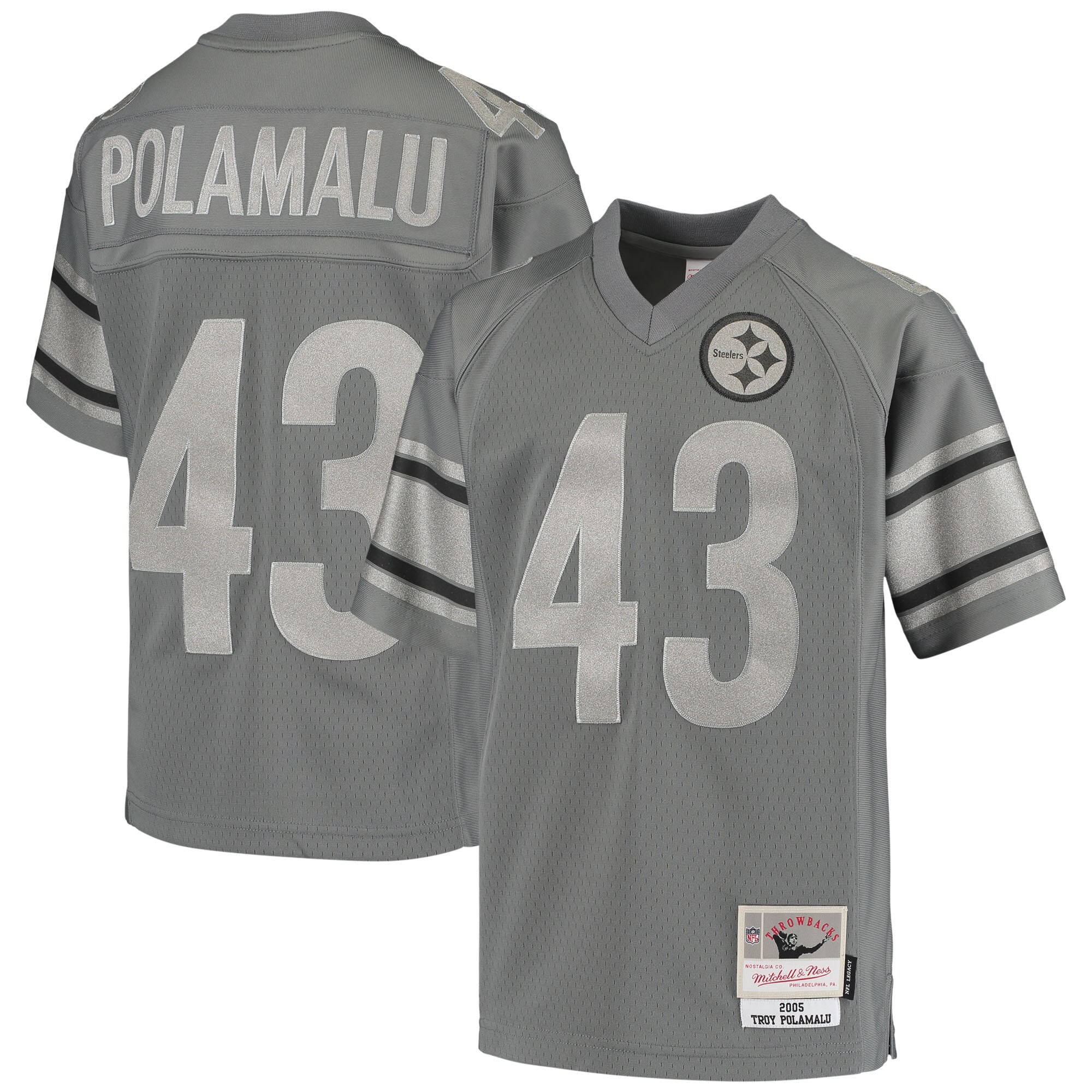 Troy Polamalu Pittsburgh Steelers Mitchell & Ness 2005 Retired Player Metal Replica Jersey – Charcoal NFL