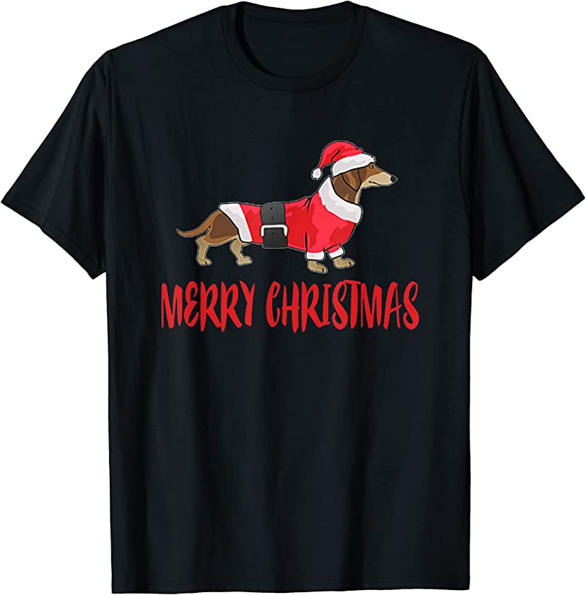 Merry Christmas Dachshund Santa Doxie Puppy Dog Owner T-Shirt