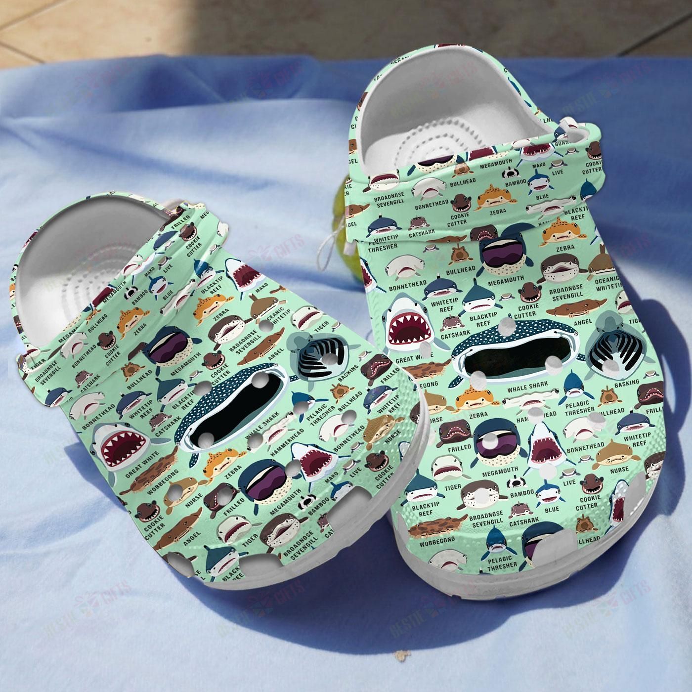 Shark Faces Crocs Classic Clogs Shoes