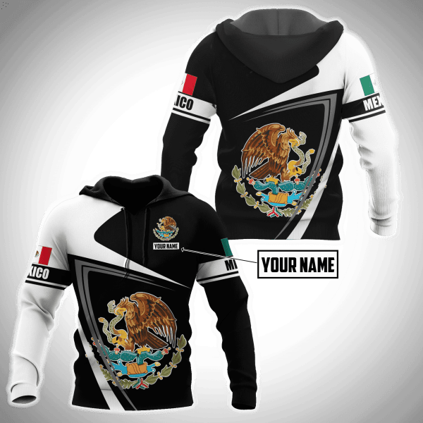 Custom Name Mexican Flag Logo Eagle Black And White 3D All Over Printed ...