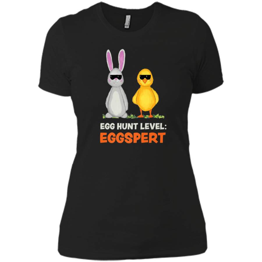 Cool Easter Bunny Rabbit and Chick Egg Hunt Shirt for Women Next Level Ladies Boyfriend Tee