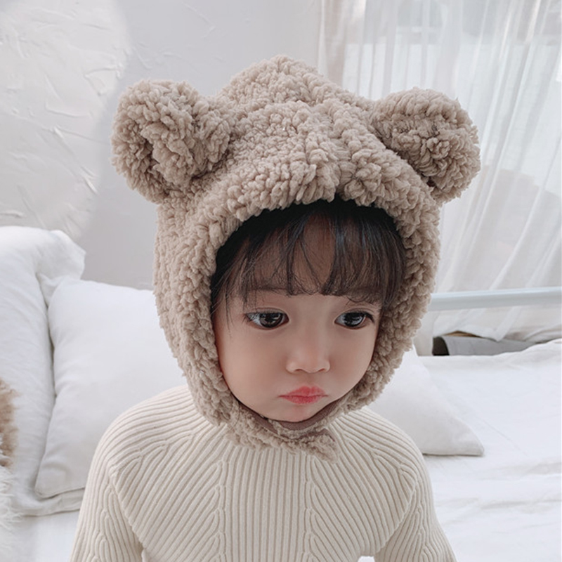 Autumn Winter Baby Boys Girls Hat Fleece Cute Rabbit Ear Cap Children Kids Warm Plush Solid Cartoon Ear Protection Warm Hat 0-3Y alx