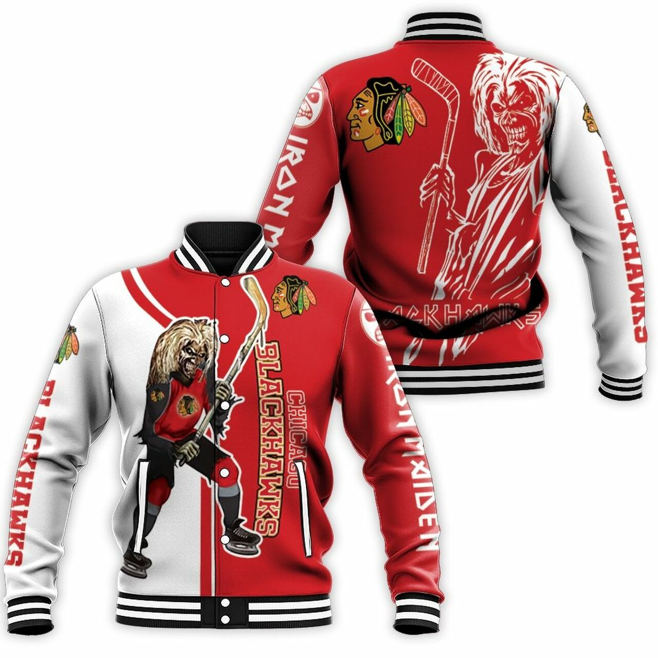 Chicago Blackhawks Zombie Baseball Jacket