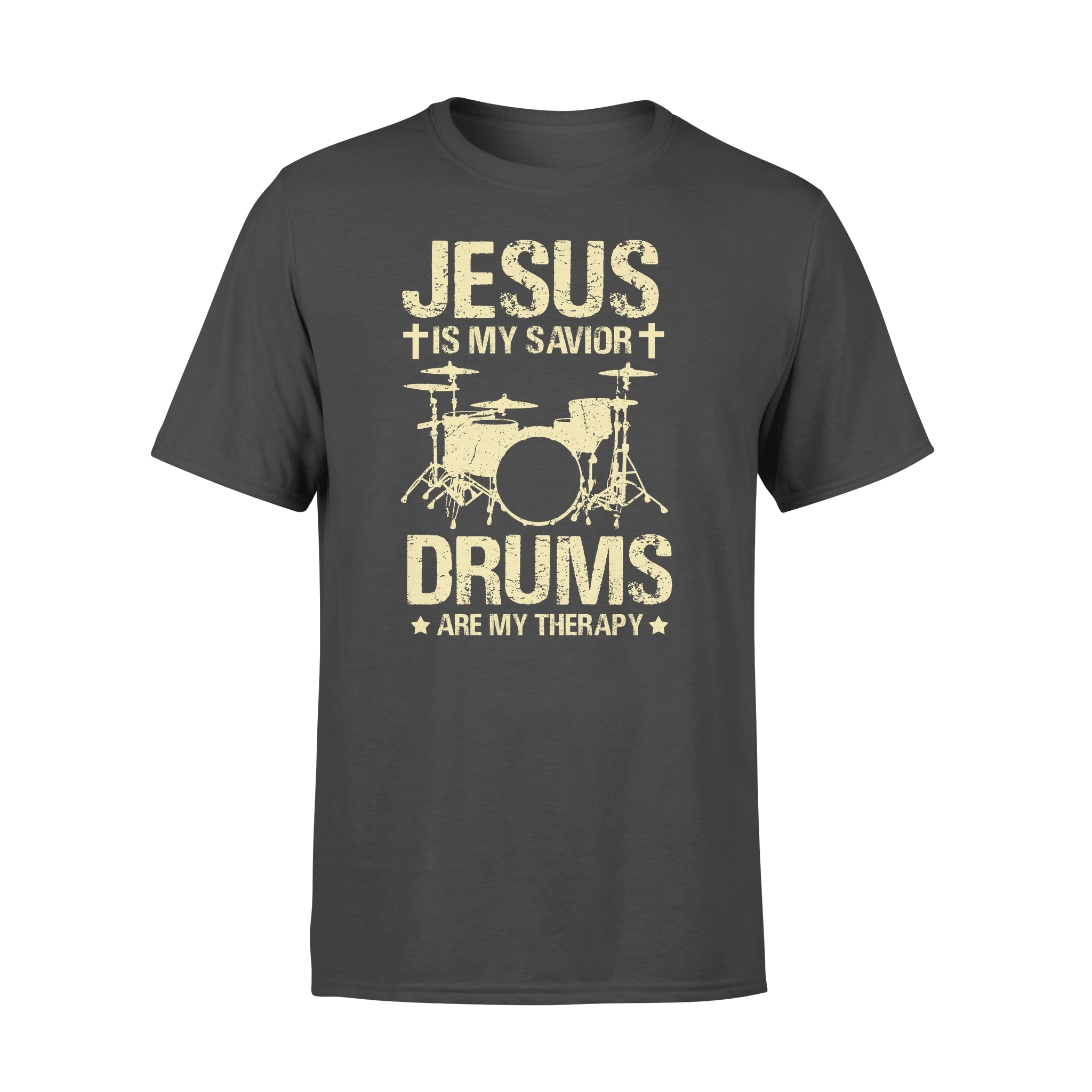 Jesus Is My Savior Drums Are My Therapy For Drummer – Premium T-shirt