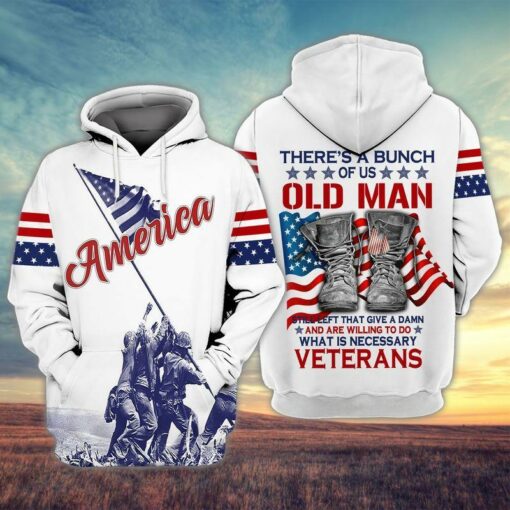 American Veteran Old Men 3D All Over Print Shirts For Men & Women, Happy Veteran Memorial 3D Shirts, Veteran Day