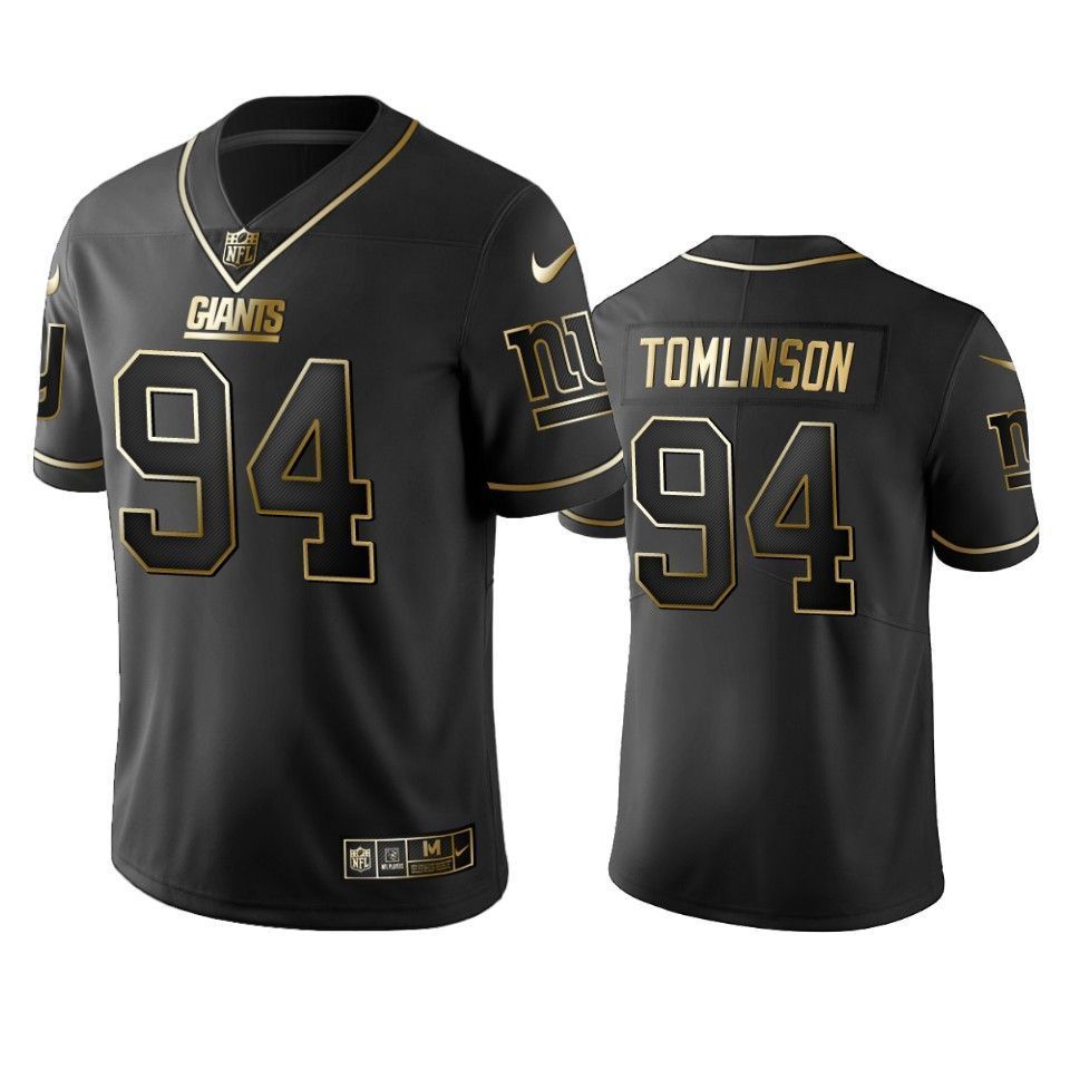 New York Giants 94 Dalvin Tomlinson Black Golden Edition Mens Jersey