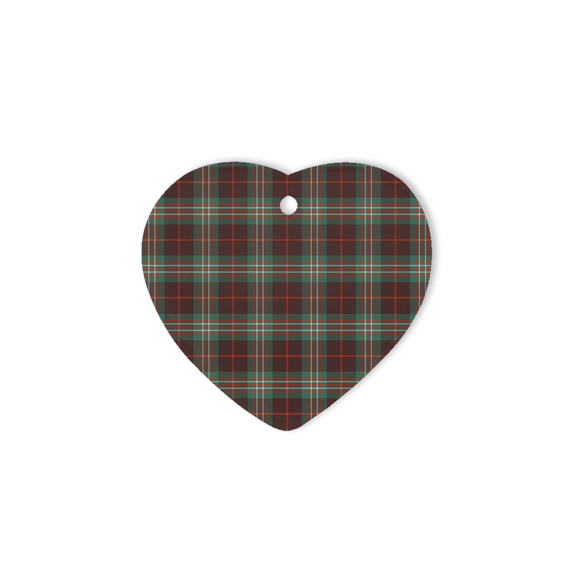 Scott Brown Ancient Tartan Heart Ornaments, Christmas Tree Ornament, Plaid Christmas Ornaments, Ceramic Heart Christmas Tree Decoration