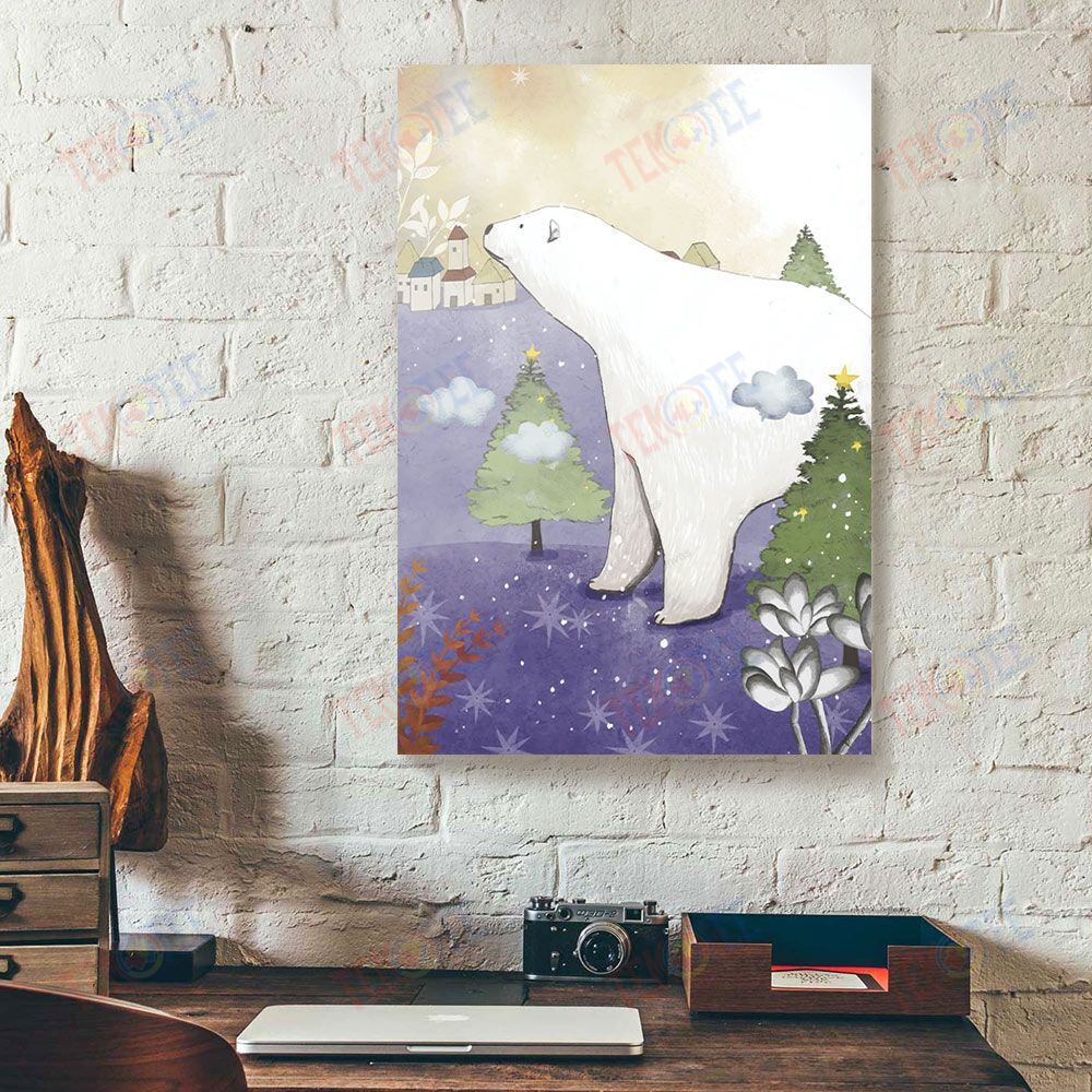 Canvas Prints Friendly White Bear Christmas Canvas Dorm Room Canvas