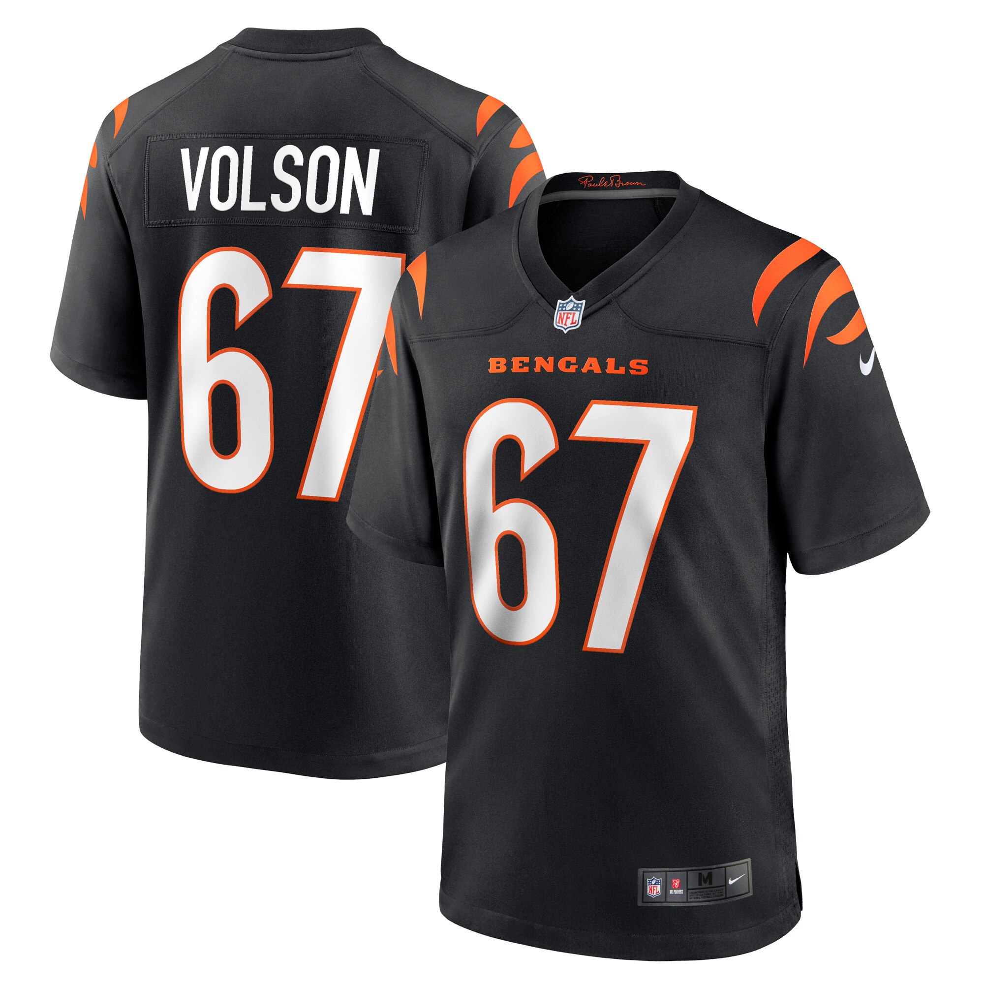 Cordell Volson Cincinnati Bengals Game Player Jersey – Black