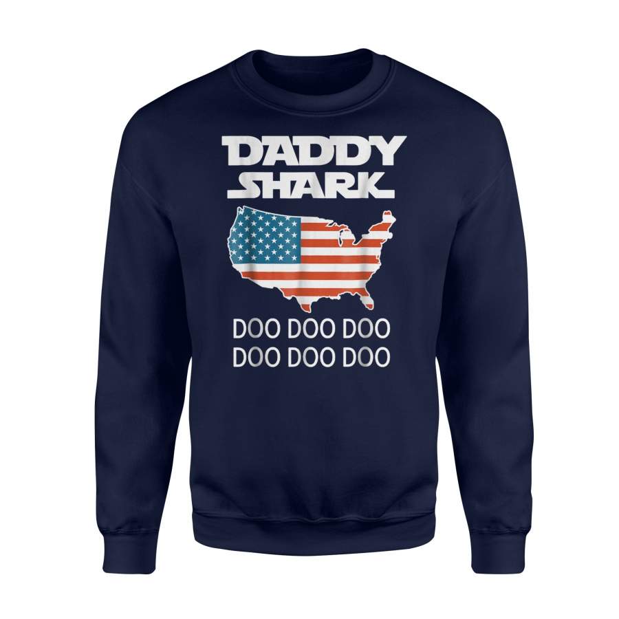 4th July Daddy Shark American Flag Fathers Day Gifts Sweatshirt