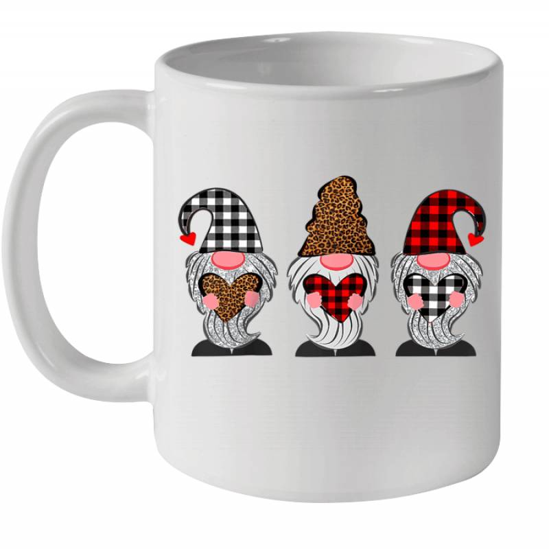 Three Gnomes Holding Hearts Leopard Valentine’s Day Gift Mug