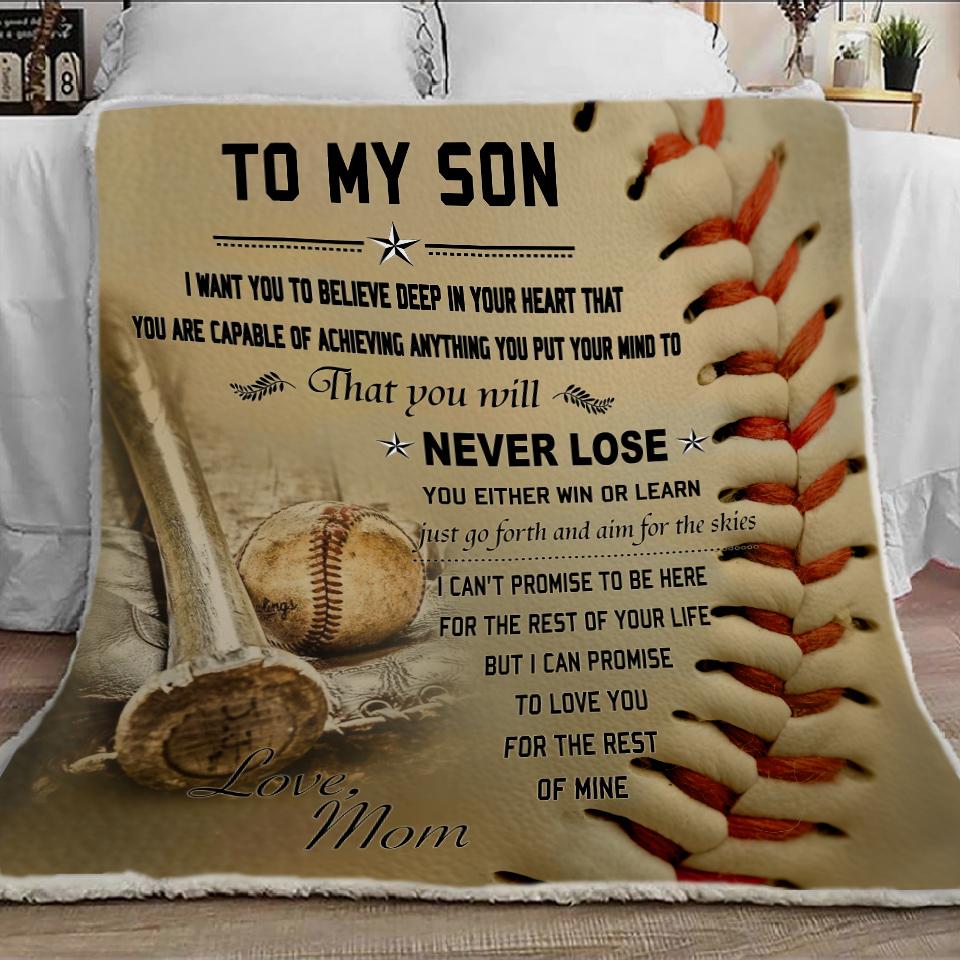 Baseball To My Son I Can Promise To Love You For The Rest Of Mine Fleece Blanket Gift For Baseball Lovers Gift For Son From Mom Home Decor Bedding Couch Sofa Soft And Comfy Cozy