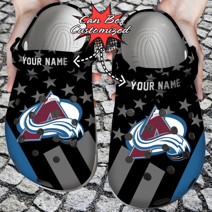 Hockey Crocss – Personalized Colorado Avalanche Star Flag Clog Shoes