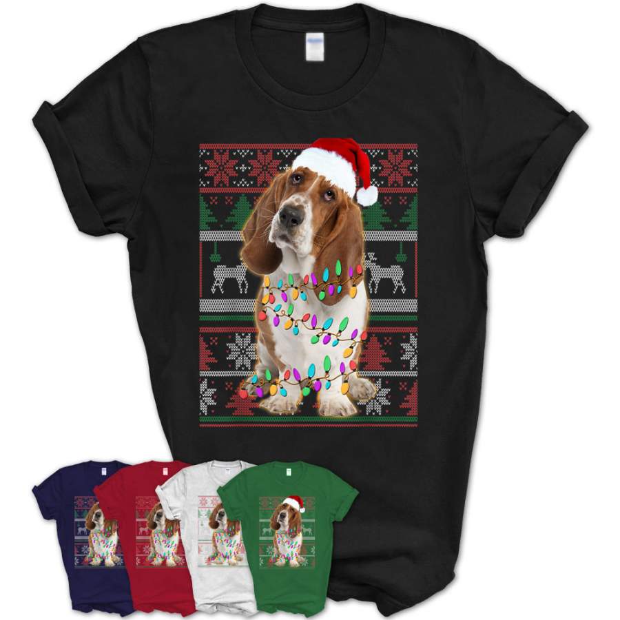 Basset Hound Ugly Sweater Christmas Gift T-Shirt – Teezou Store