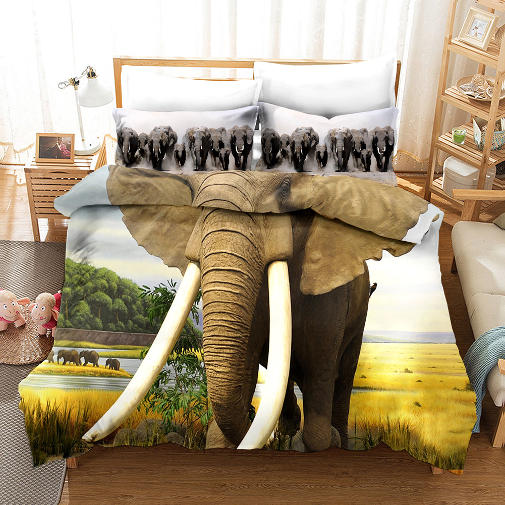 3D Elephant Pattern Quilt Cover Set Bedding Set Pillowcases 71