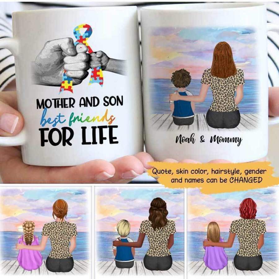 Mother And Son Best Friends Autism Personalized Mug