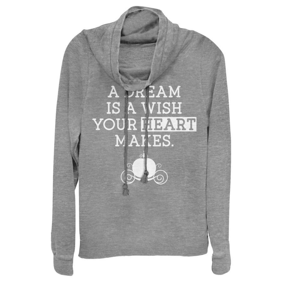 Cinderella Junior’s A Dream Is a Wish Your Heart Makes  Cowl Neck Sweatshirt