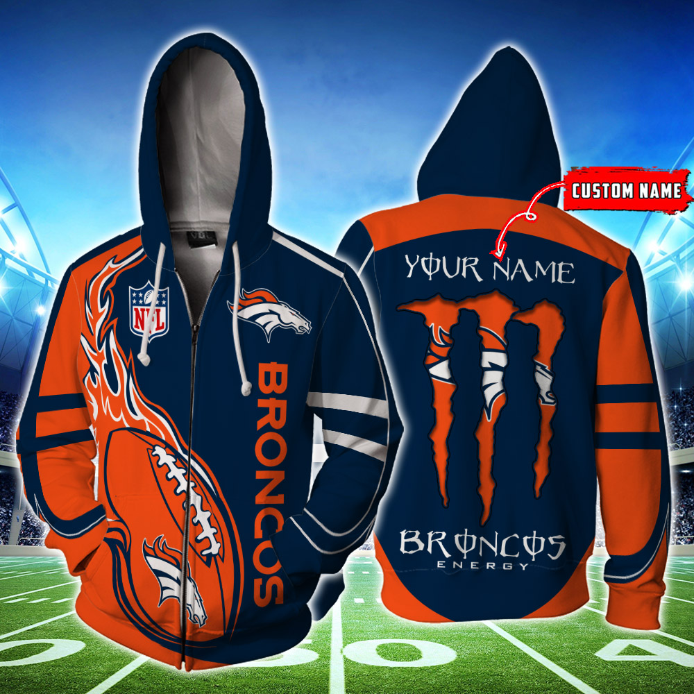 Denver Broncos Custom Name Zipperhoodie 3D Ds001