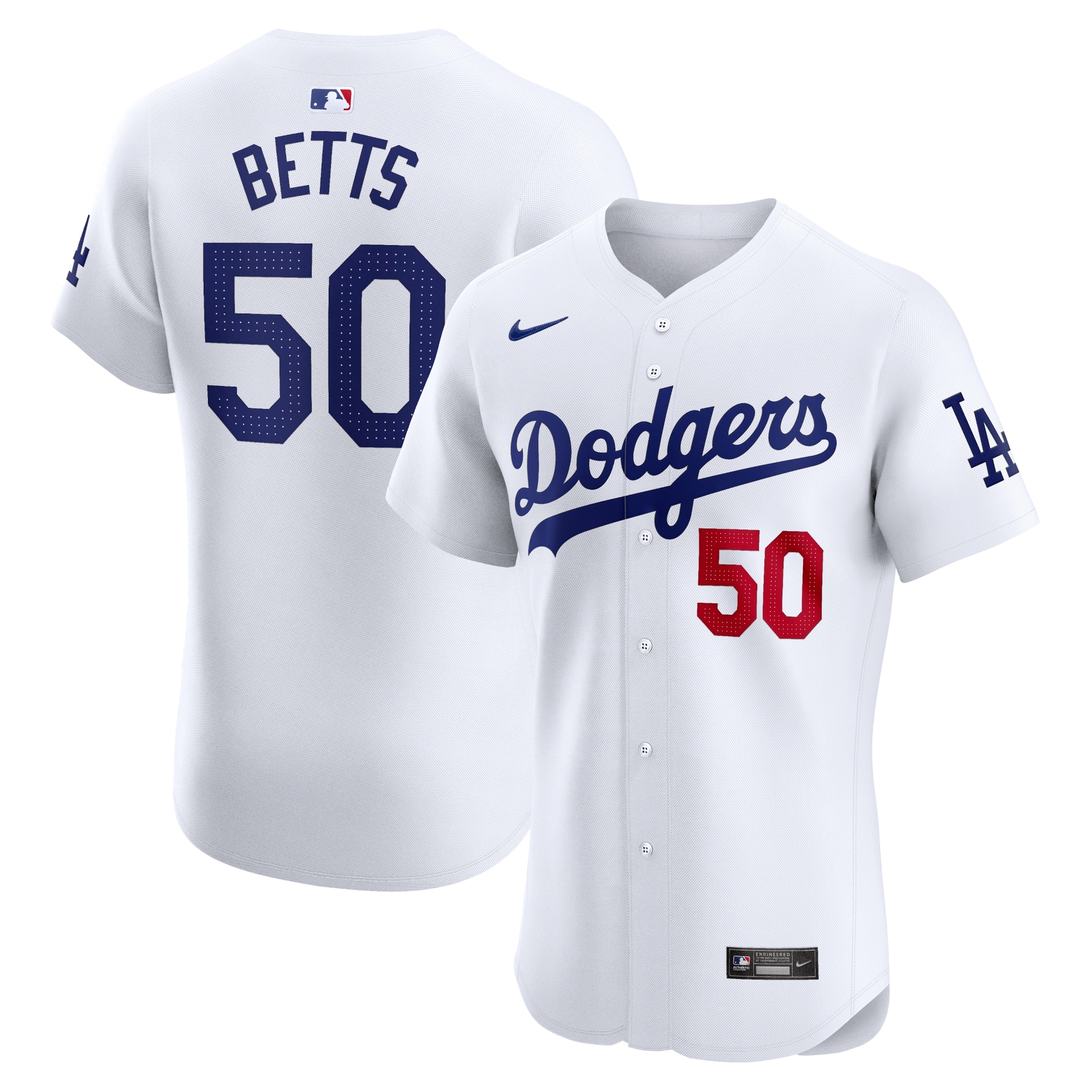 Mookie Betts Los Angeles Dodgers Home Elite Jersey – White