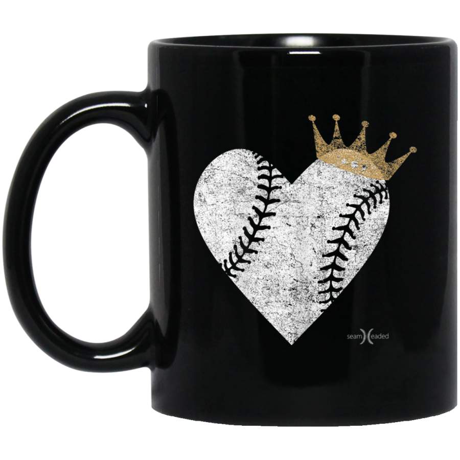 Vintage Royal Baseball Heart with Crown Mug Mug