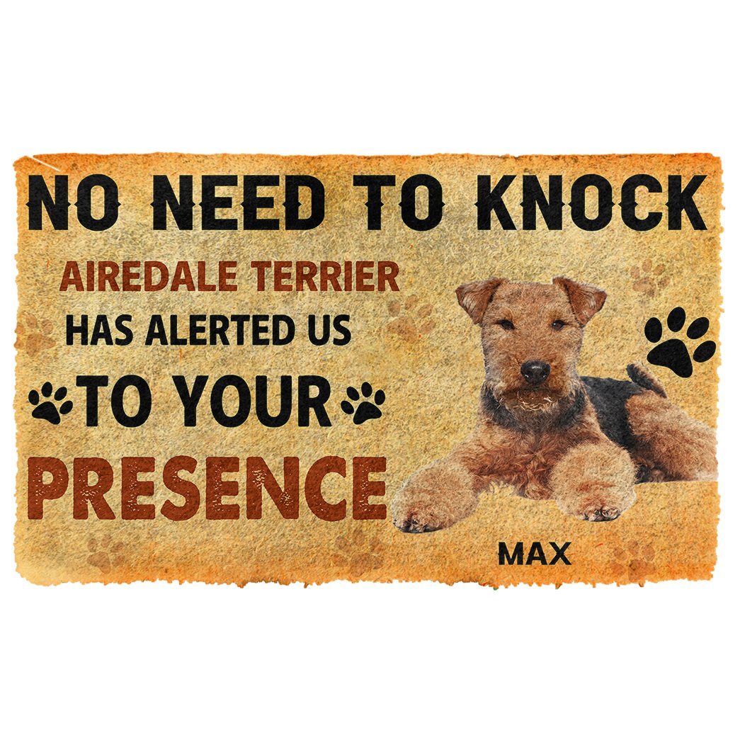 Gearhumans  Gearhuman 3D No Need To Knock Airedale Terrier Dog Custom Name Doormat