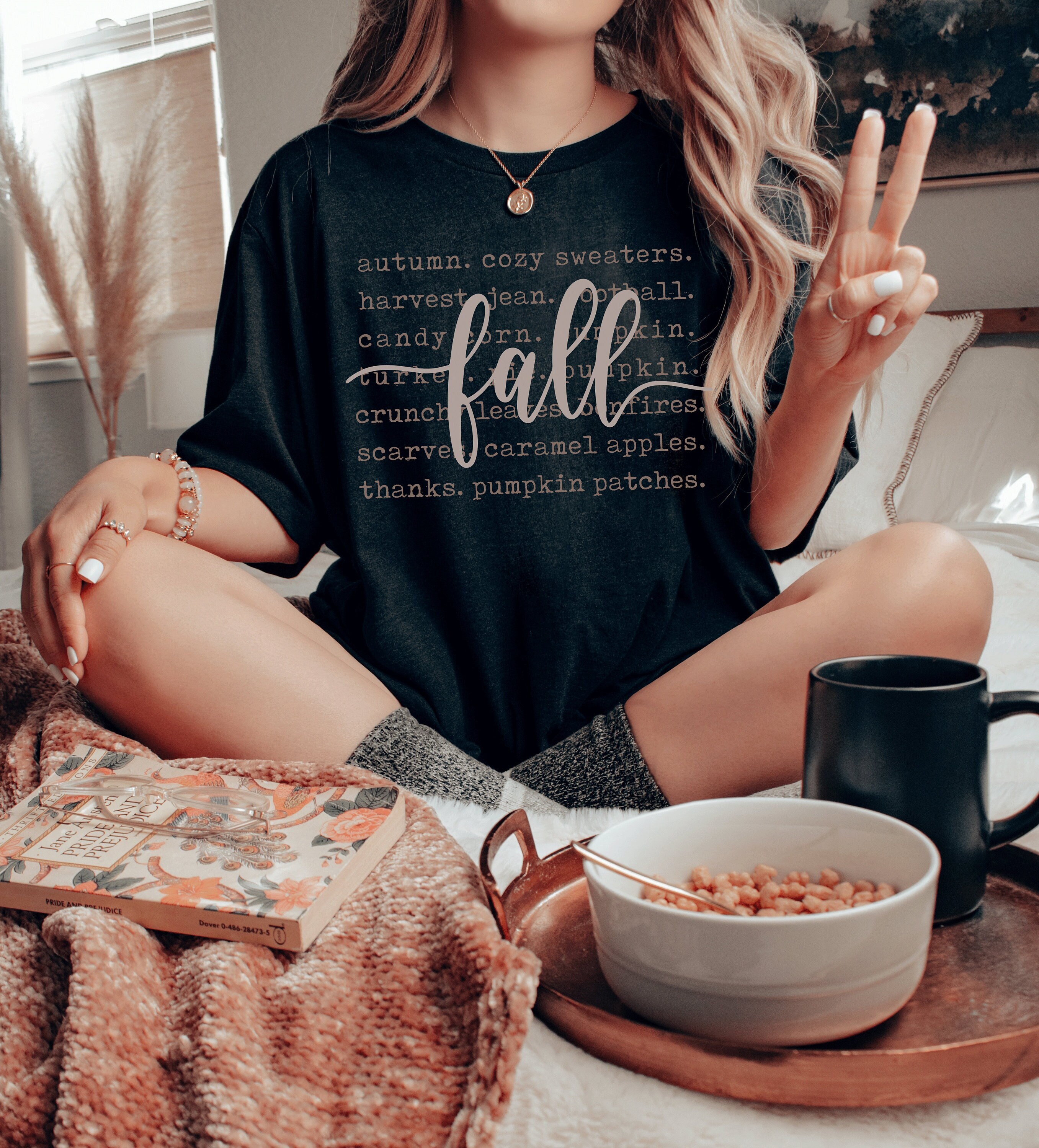 Fall Words Shirt, Fall Graphic Tees, Hello Fall, Autumn tshirts, Fall Tops for Women