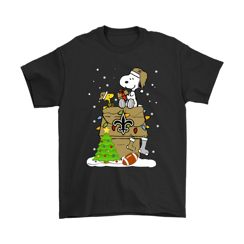 Get Here A Happy Christmas With New Orleans Saints Snoopy Shirts