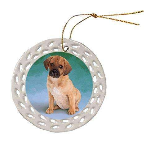 Puggle Puppy Ceramic Doily Ornament Dpor48064