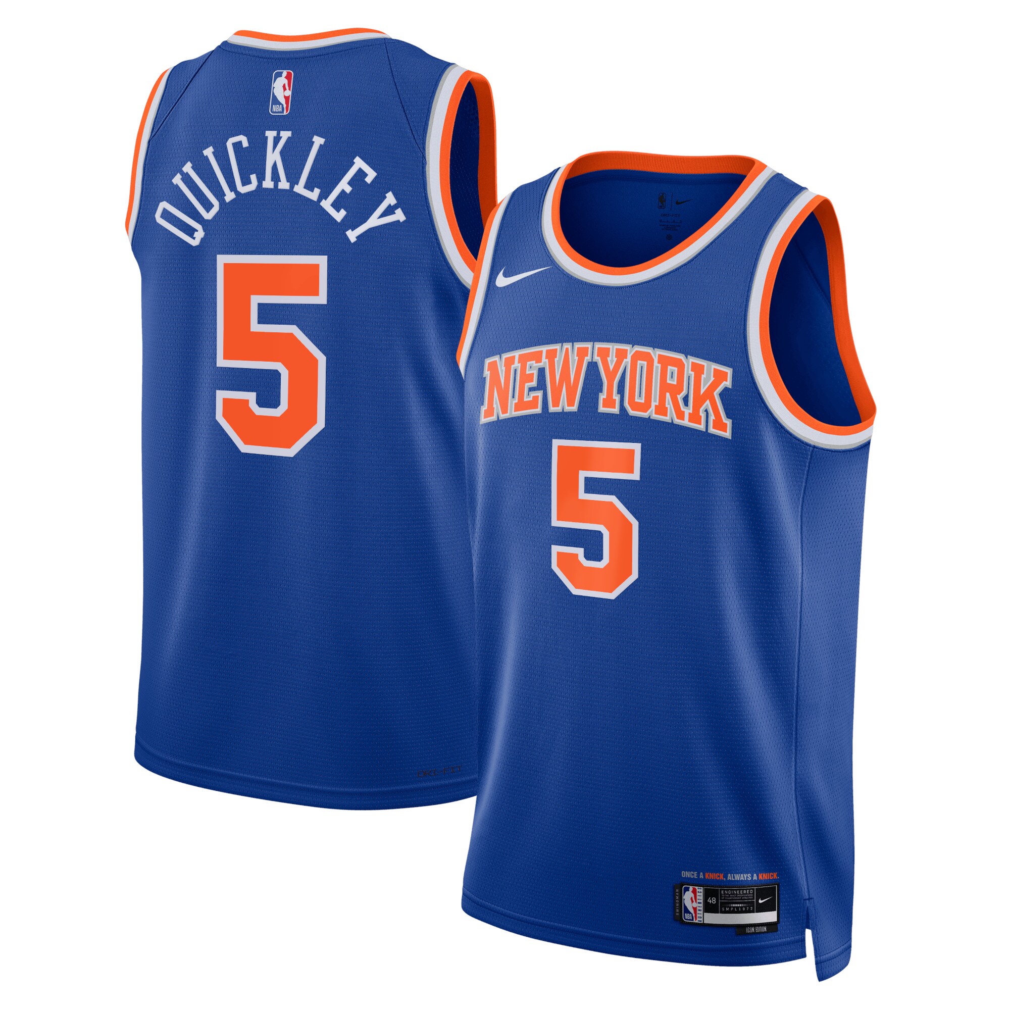 New York Knicks Icon Edition Swingman Jersey – Blue – Immanuel Quickley – Unisex