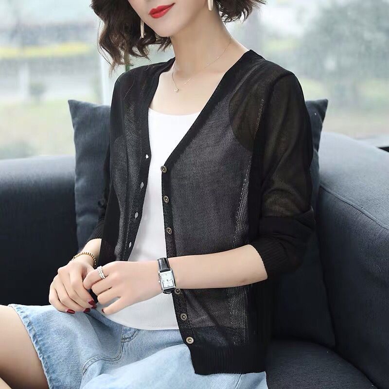 2022 Spring Summer Sun Protection Clothing Women Cardigan Female Knitted Sweater Women Thin Coat Jacket Ladies Shawl Outerwear alx