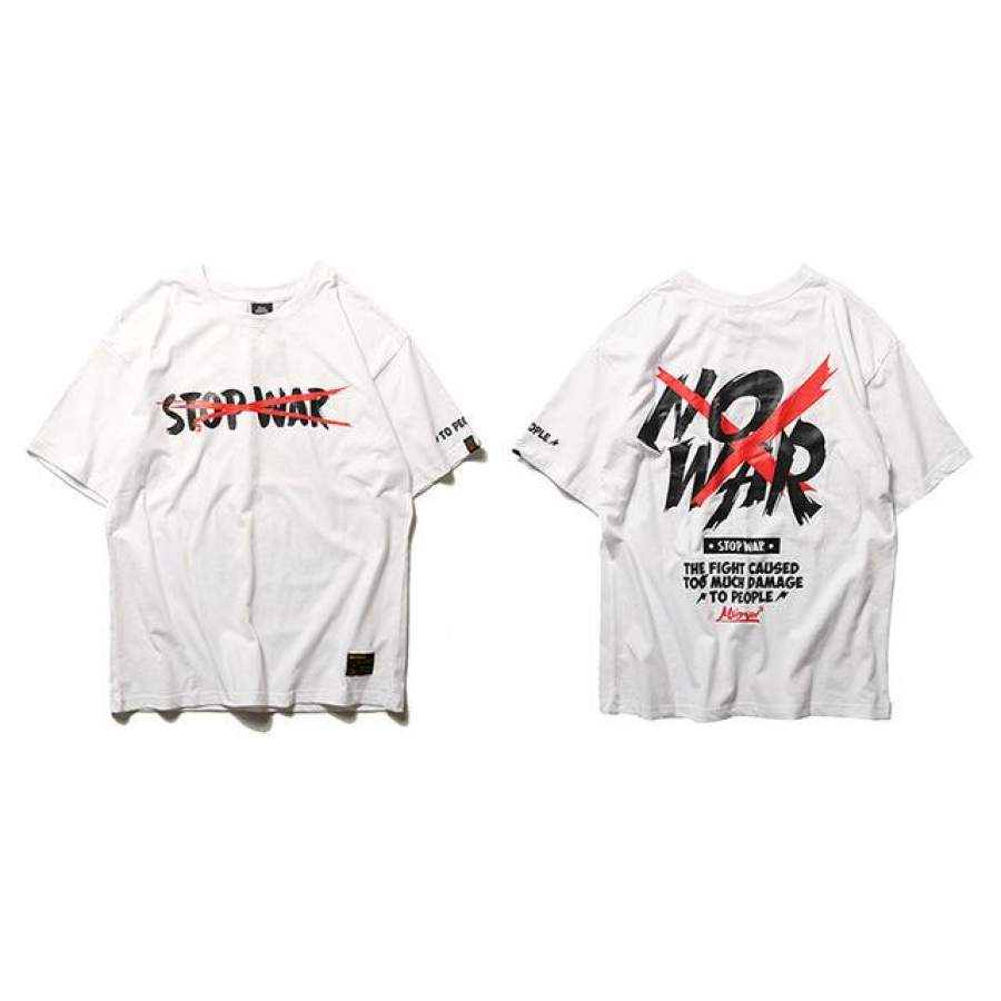 Printed T-Shirt New Summer Anti War Men Hip Hop Casual Short Sleeve Tops Tees Street wear T-Shirts