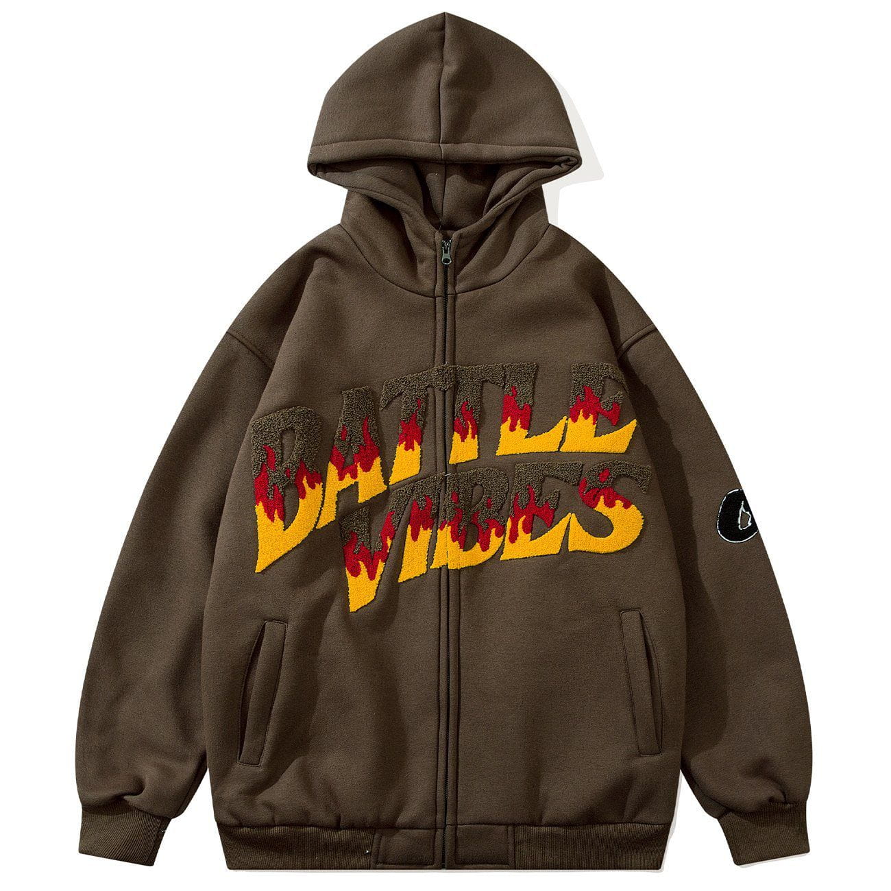 Talishko™ – Letter Flocking Flame Zipper Hoodie